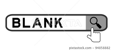 Search banner in word blank with hand over magnifier icon on white background 94858882