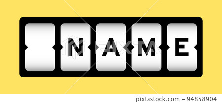 Black color in word name on slot banner with yellow color background 94858904