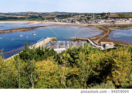 Iconic landmark of St Michael Mount harbor - Cornwall, England 94859004