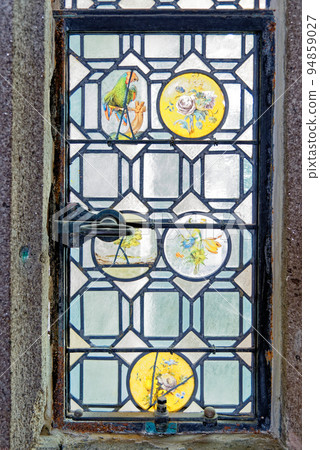 Stained glass window inside Castle of St Michael Mount - Cornwall, England Stained glass window inside Castle of St Michael Mount - Cornwall, England 94859027