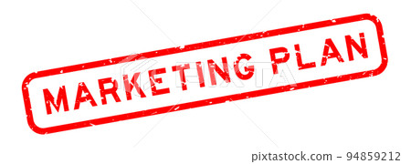 Grunge red marketing plan word square rubber seal stamp on white background 94859212