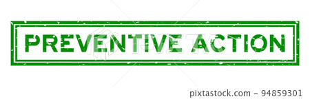 Grunge green preventive action word sqaure rubber seal stamp on white background 94859301