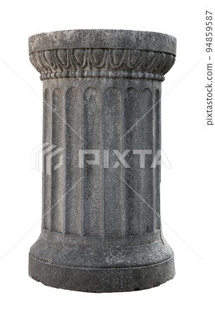 small architectural antique stone pillar column with pedestal isolated on white background 94859587