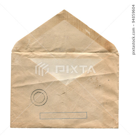old vintage aged open paper envelope isolated on white 94859604