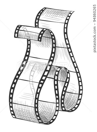 Film strip. Empty film strip tape with shaddow for projection, movie and cinema design. Vector monochrome element isolated on white background Film strip. Empty film strip tape with shaddow for projection, movie and cinema design. Vector monochrome element isolated on white background 94860265