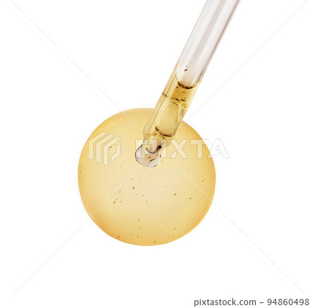 Yellow gel or face serum isolated on white background. Abstract beauty product smear. 94860498