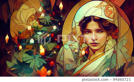 Girls with Christmas decorations Girls with Christmas decorations 94860721
