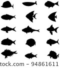 Set of cartoon fishes. Modern flat fishes, Isolated fish. Flat design fish. Vector illustration, fishes. fish collection 94861611