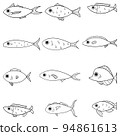 Set of cartoon fishes. Modern flat fishes, Isolated fish. Flat design fish. Vector illustration, fishes. fish collection 94861613