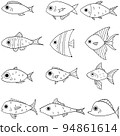 Set of cartoon fishes. Modern flat fishes, Isolated fish. Flat design fish. Vector illustration, fishes. fish collection 94861614