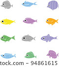 Set of cartoon fishes. Modern flat fishes, Isolated fish. Flat design fish. Vector illustration, fishes. fish collection 94861615