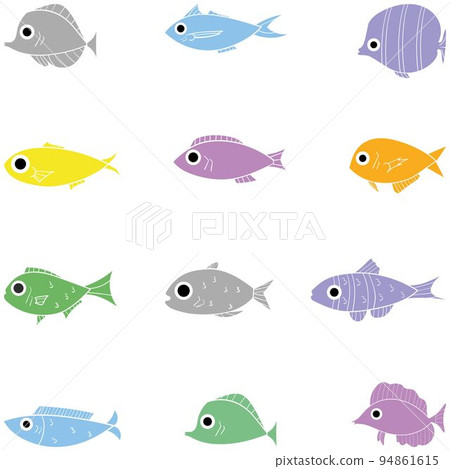 Set of cartoon fishes. Modern flat fishes, Isolated fish. Flat design fish. Vector illustration, fishes. fish collection 94861615