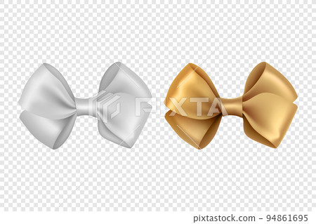 Vector 3d Realistic Gray Silver and Yellow Golen Silk, Satin Gift Bow Icon Set Closeup Isolated. Bow for Birthday, Christmas Presents, Gifts, Invitation, Cards. Holiday Decoration Vector 3d Realistic Gray Silver and Yellow Golen Silk, Satin Gift Bow Icon Set Closeup Isolated. Bow for Birthday, Christmas Presents, Gifts, Invitation, Cards. Holiday Decoration 94861695