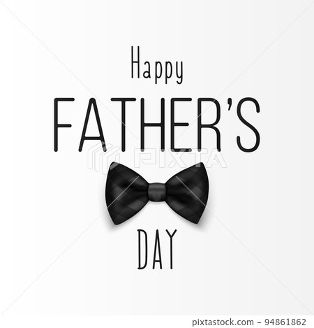 Vector Bow Tie for Father's Day Design. 3d Realistic Silk Black Checkered Bow Tie. Glossy Bowtie, Tie Gentleman. Father's Day Holiday Concept. Design Template for Greeting Card, Invitation, Poster 94861862
