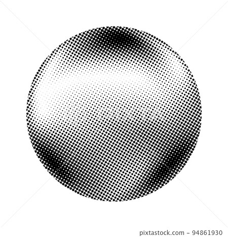 Halftone sphere. Comic texture globe. Semitone dotted circle. Round gradient. Radial design element. Abstract monochrome background. Vector  94861930
