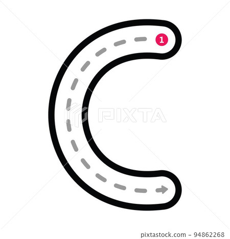 Tracing Alphabet uppercase capital letter C prewriting dotted line element for kindergarten, preschool and Montessori school kids worksheet for handwriting practice activity. 94862268