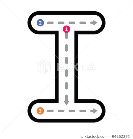 Tracing Alphabet uppercase capital letter I prewriting dotted line element for kindergarten, preschool and Montessori school kids worksheet for handwriting practice activity. 94862275