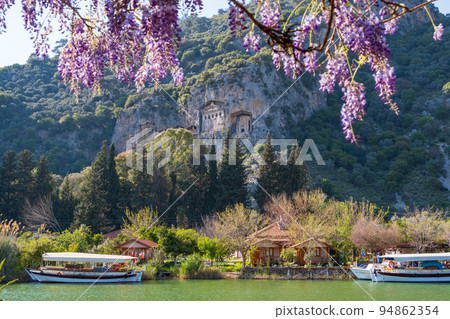 Famous Lycian Tombs of ancient Caunos city, Dalyan, Turkey Famous Lycian Tombs of ancient Caunos city, Dalyan, Turkey 94862354