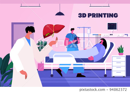 doctor holding human transplantation liver organ model prints on 3d bio printer medical printing biological engineering 94862372