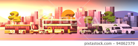 different electric transport charging battery vehicles at recharging power station charger EV management 94862379