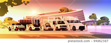 different electric transport charging battery vehicles at recharging power station charger EV management different electric transport charging battery vehicles at recharging power station charger EV management 94862387