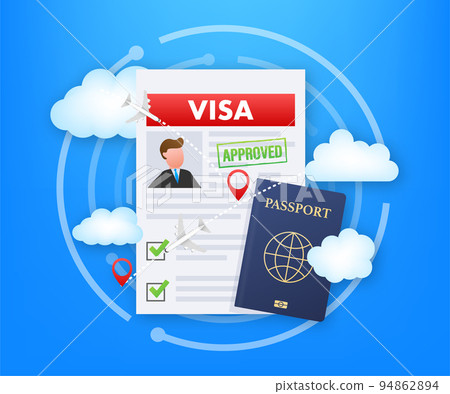 Visa application. Travel approval. Immigration visa. Vector stock illustration 94862894