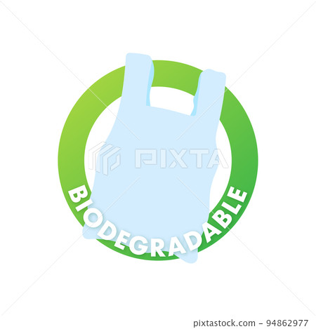 Biodegradable recyclable label. Bio recycling. Eco friendly product. Vector stock illustration. Biodegradable recyclable label. Bio recycling. Eco friendly product. Vector stock illustration. 94862977