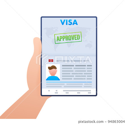 Visa application. Travel approval. Immigration visa. Vector stock illustration Visa application. Travel approval. Immigration visa. Vector stock illustration 94863004