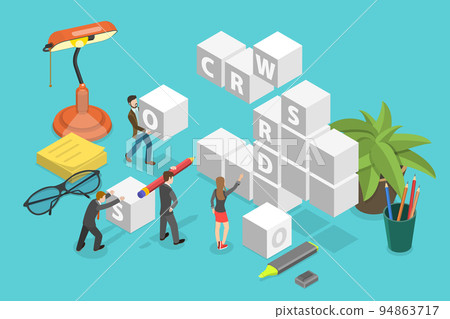 3D Isometric Flat Vector Conceptual Illustration of Crossword Solving 3D Isometric Flat Vector Conceptual Illustration of Crossword Solving 94863717