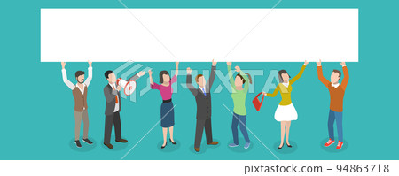 3D Isometric Flat Vector Conceptual Illustration of Protesting People 3D Isometric Flat Vector Conceptual Illustration of Protesting People 94863718