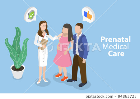 3D Isometric Flat Vector Conceptual Illustration of Prenatal Medical Care 94863725