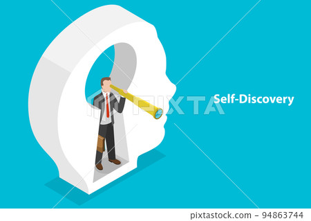 3D Isometric Flat Vector Conceptual Illustration of Self-discovery 3D Isometric Flat Vector Conceptual Illustration of Self-discovery 94863744
