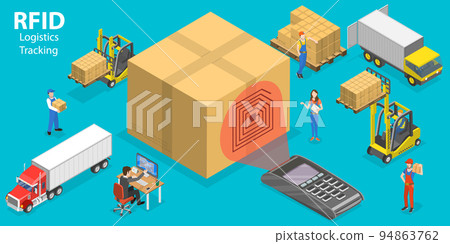 3D Isometric Flat Vector Conceptual Illustration of RFID Logistics Tracking 3D Isometric Flat Vector Conceptual Illustration of RFID Logistics Tracking 94863762