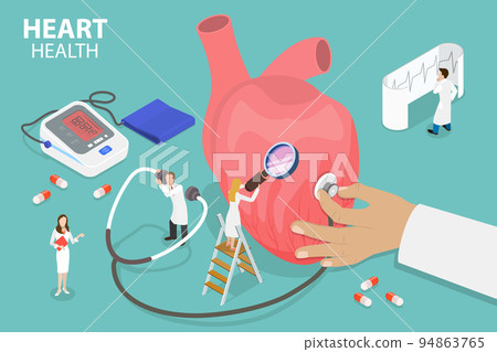 3D Isometric Flat Vector Conceptual Illustration of Heart Health 94863765