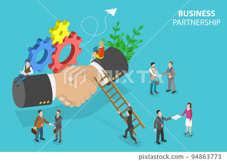 3D Isometric Flat Vector Conceptual Illustration of Business Partnership 94863773