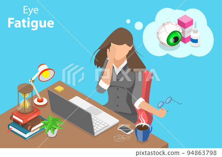3D Isometric Flat Vector Conceptual Illustration of Eye Fatigue 94863798