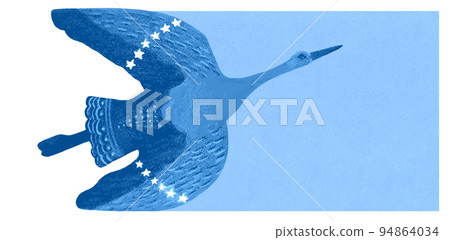 Flying stork. Peace symbol, no war concept. Vector on white background Flying stork. Peace symbol, no war concept. Vector on white background 94864034