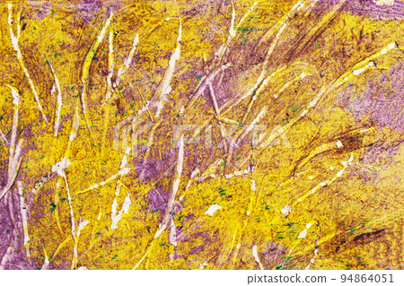 Abstract background with splashes, stains, scratches, yellow purple colors Abstract background with splashes, stains, scratches, yellow purple colors 94864051