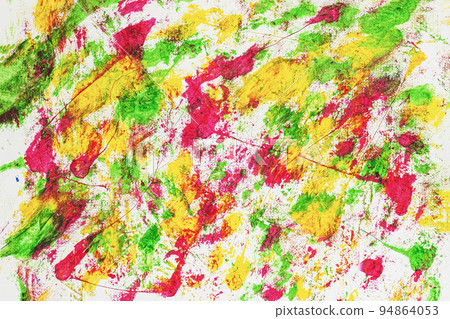 Abstract hand drawn textured background with haotic mixed colorful spots and splashes Abstract hand drawn textured background with haotic mixed colorful spots and splashes 94864053