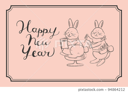 2023 New Year's card Beauty salon and rabbit 94864212