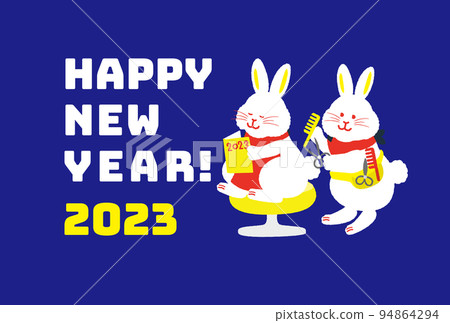 2023年新年賀卡美容院和兔子 94864294