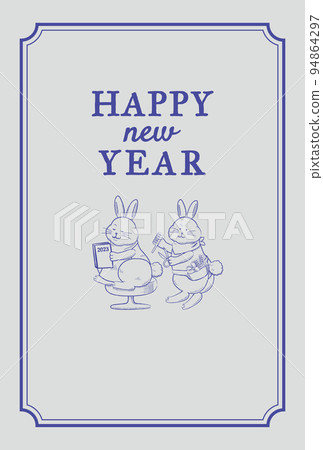 2023 New Year's card Beauty salon and rabbit 94864297