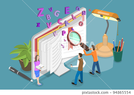 3D Isometric Flat Vector Conceptual Illustration of Online Vocabulary 94865554