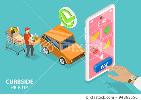 3D Isometric Flat Vector Conceptual Illustration of Curbside Pick Up 94865556