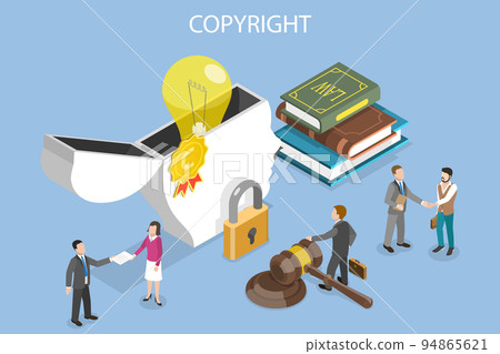3D Isometric Flat Vector Conceptual Illustration of Copyright and Intellectual Property 94865621