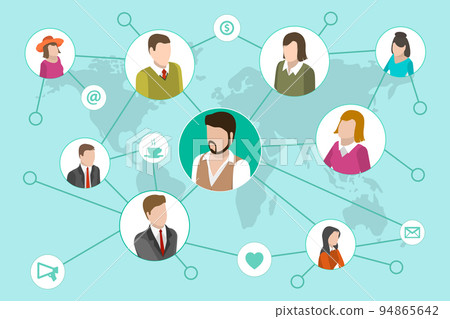 3D Isometric Flat Vector Conceptual Illustration of Social Networking 94865642