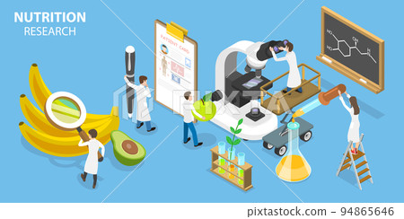 3D Isometric Flat Vector Conceptual Illustration of Nutrition Research 94865646