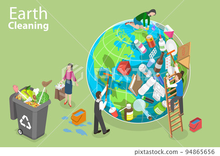3D Isometric Flat Vector Conceptual Illustration of Earth Cleaning 94865656