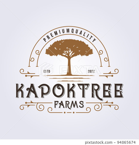 retro style kapok tree farm logo vintage classic vector illustration design 94865674