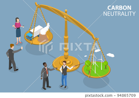 3D Isometric Flat Vector Conceptual Illustration of Carbon Neutrality 3D Isometric Flat Vector Conceptual Illustration of Carbon Neutrality 94865709